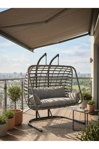 Balina Makrome Çift Kişilik Salıncak El Örgüsü İpli Bahçe Balkon Teras Salıncağı